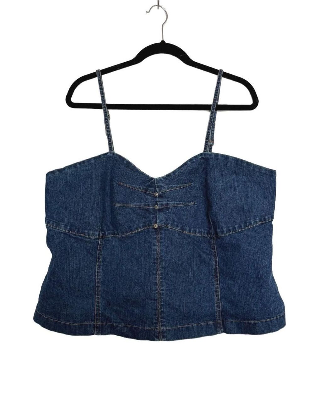 Ashley Stewart Denim Corset Crop Top Spaghetti Strap